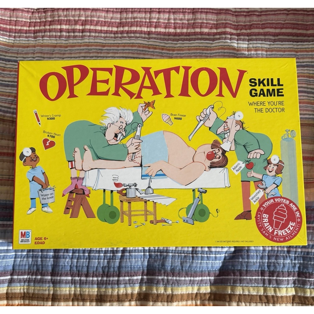 OPERATION Skill Game Brain Freeze Edition'03 Board Game Milton Bradley No Pencil